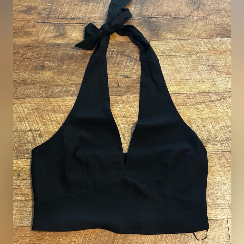 Abercrombie & Fitch Black Halter Crop Top Size L